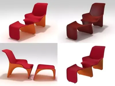 Scarlett lounge chair and ottoman 3D model