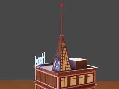 Low Poly Hotel Building Free low-poly 3D model