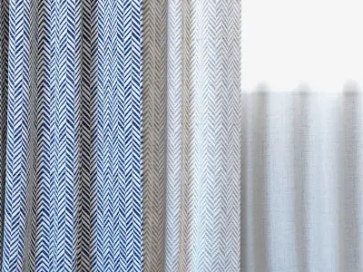 Curtains 101 Curtains with Tulle Bella Dura Skye Tweed  3D model