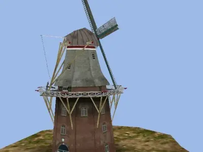 Dutch old windmill Low-poly 3D model