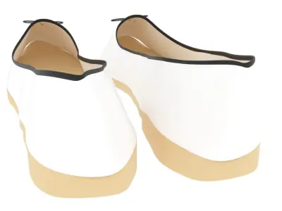 White Ballet Flat Shoes 3D model
