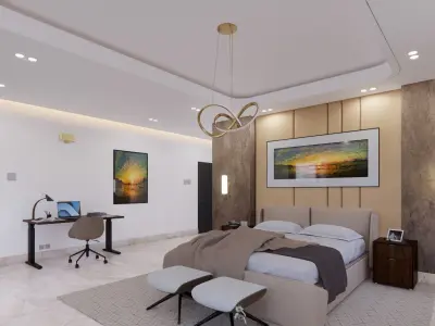 MASTER BEDROOM AND BATHROOM 3D SCENE 3D model