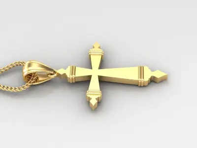 Light Gold 18K Cross Pendant 2CP084 3D print model