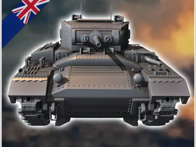 Valentine Mark Mk VIIA infantry tank - UK United WW2 Kingdom Bri 3D print model V1