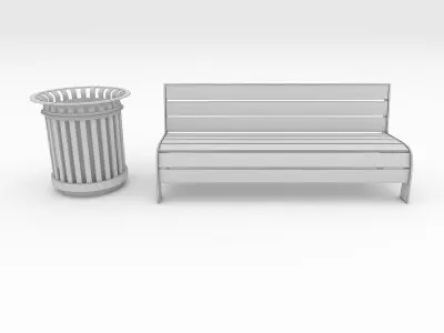 Bench Park 55 Low-poly 3D model