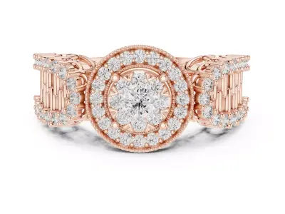 Round Diamond  Ring 3D print model shop