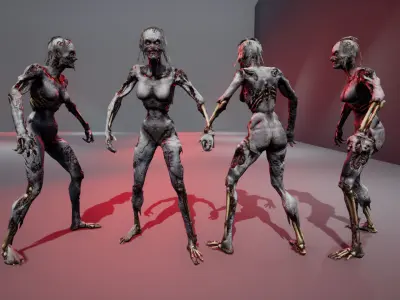 Zombies Savaged Horde - Low Poly - PBR - Extreme Decay Low-poly 3D model