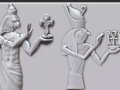 pharaoh horus statue - wall panel relief 3D print model purchase