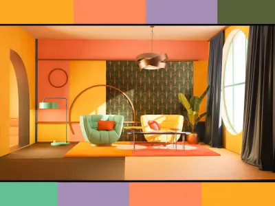 interior design art deco style 3D model