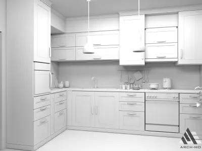 Modern Kitchen 3D model Free 3D model