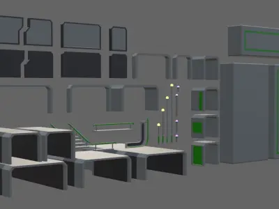 Sci-fi Cargo and Character Low-poly 3D model Low-poly 3D model