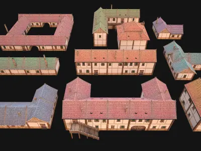 Medieval City Pack  10 Buildings  Low-poly 3D model