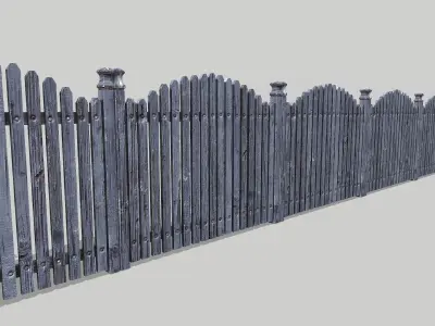 Fence Modular Low-poly 3D model
