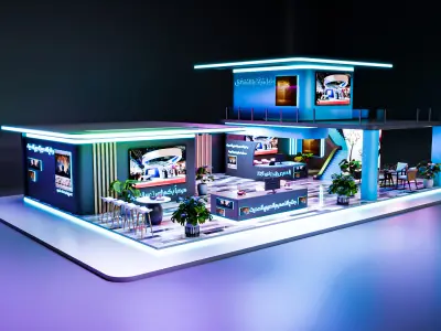 Modern Arabic Exhibition Booth with Interactive Displays 3D model