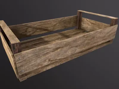 Wooden Crate Game Ready ideal for street market Free low-poly 3D model