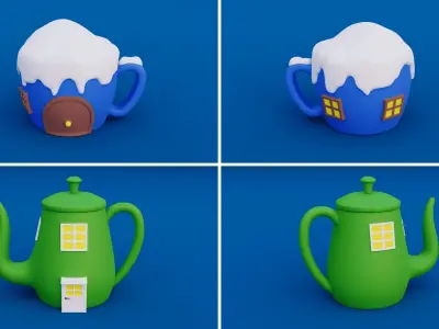 Cozy Cartoon Christmas 3D Asset Pack Low-poly 3D model