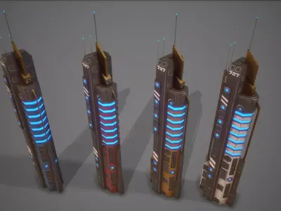 Sci-Fi Building-07 Low-poly 3D model