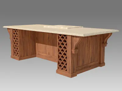 Colonial Kitchen Island 3D model