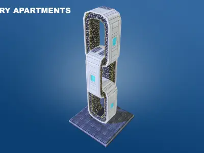 Low Poly Sci-Fi Building 8 - Hospital - Pixel City 3D Asset Pack Low-poly 3D model