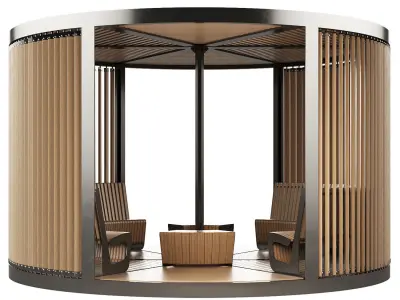 Set of round gazebos 3D model