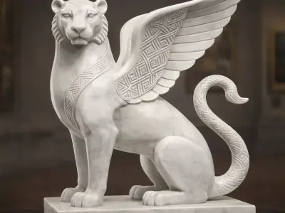 Imperial Winged Lion Guardian  Mythological Fantasy Sculpture 3D print model