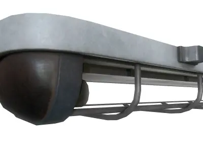 Fluorescent Lamp With Cage Low-poly 3D model