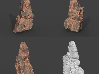 Low poly Desert Cliff Modular 211219 Low-poly 3D model