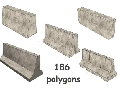 Concrete barriers collection Free low-poly 3D model