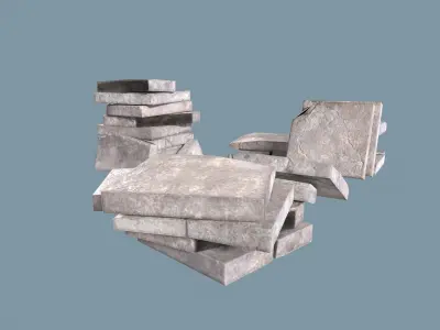 Old Ground Tiles Low-poly 3D model