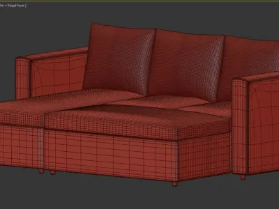 Sacramento Sofa Bed Chaise Reversible Grey 3D model