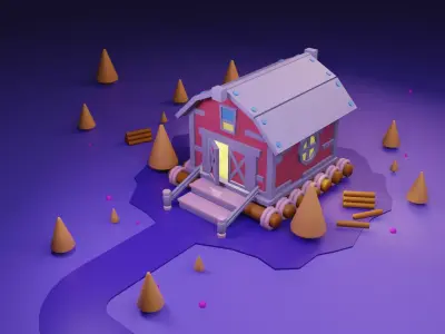 Residential cartoon house 3D model