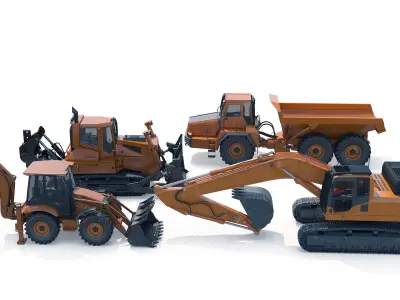 4 Mining Vehicles Set 