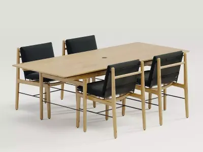 DWR Finn dining table and Finn dining chair  3D model
