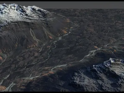 Iceland Black Mountains - World Machine mesh 3D model