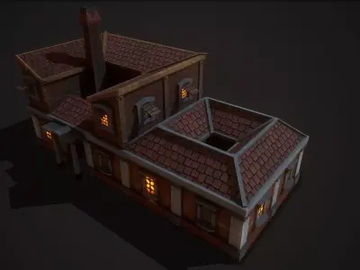 Medieval Roman house Low-poly 3D model