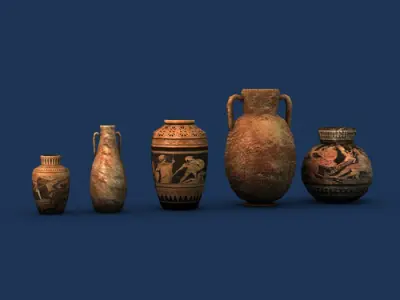 Low poly greek pottery Low-poly 3D model