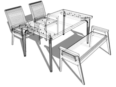 Dining set 4 seat 3D model get
