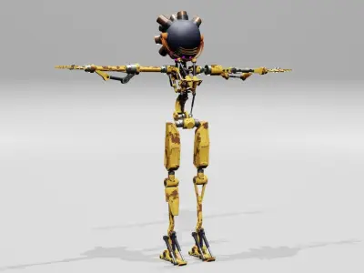 post apocalyptic robot character 3D model