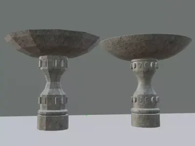 Marble Fountain Low Poly and High Poly Low-poly 3D model