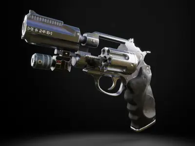 Magnum Modern Revolver Low-poly 3D model