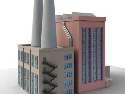 Factory Low-poly 3D model 2