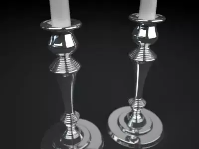 Candelbra 2 two silver candlesticks 3D model