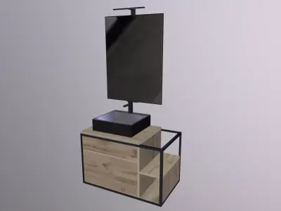 mirror with sink wall mount 3D Low-poly 3D model