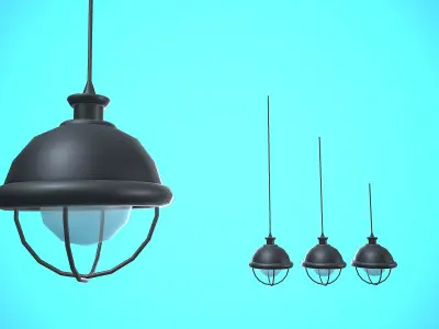 LAMP CARTOON STYLIZED - Different Cable Lenght Low-poly 3D model