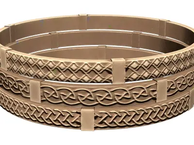 Greek Motifs Embossed Triple Bracelet Low-poly 3D model