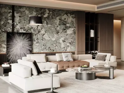 Modern living room 3D model 3D model