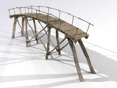 Bridge wooden Low-poly 3D model