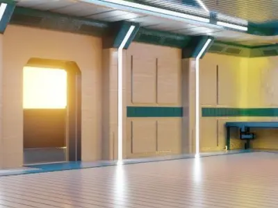 Low Poly Sci Fi Apartment Low-poly 3D model
