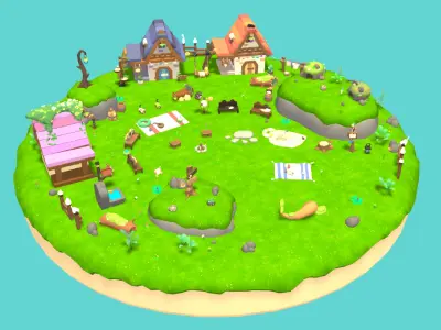 3D Casual Props Village Low-poly 3D model