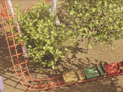 Abandoned Amusement Park - old destroyed Roller coaster Low-poly 3D model